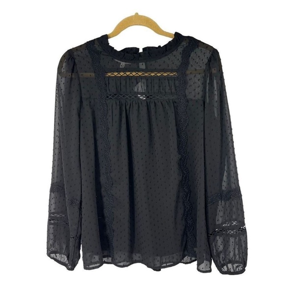 Maurices‎ Black Sheer Swiss Dot Blouse - Picture 2 of 9